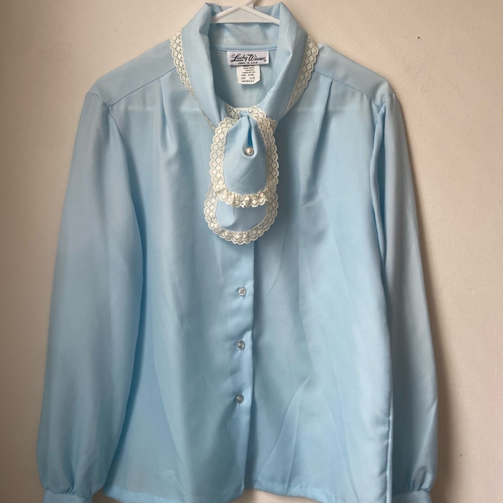 Vintage Blouse with Lace Trim Collar